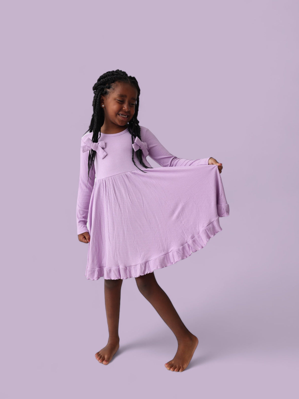 AMETHYST RIB DREAM RUFFLE DRESS from DREAM BIG LITTLE CO