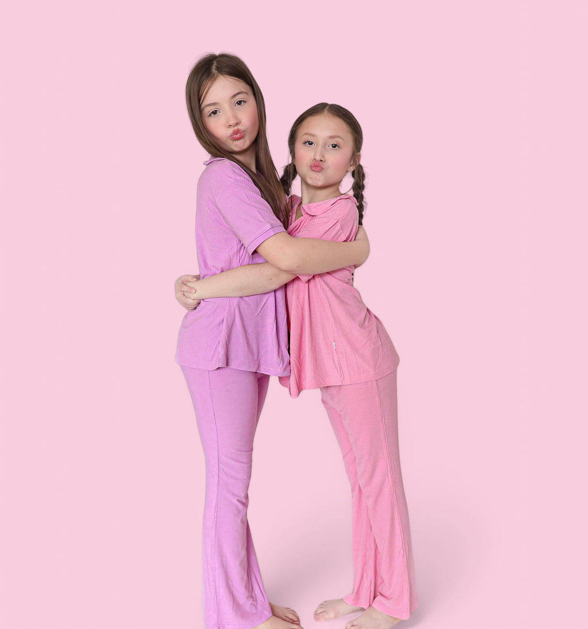 BELLA PINK RIB DREAM GIRL'S FLARE SET from DREAM BIG LITTLE CO