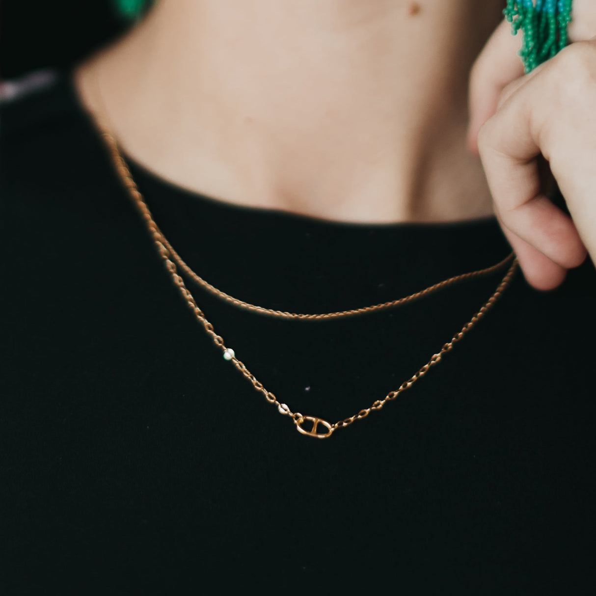 Parker Oval Pendant Layered Necklace