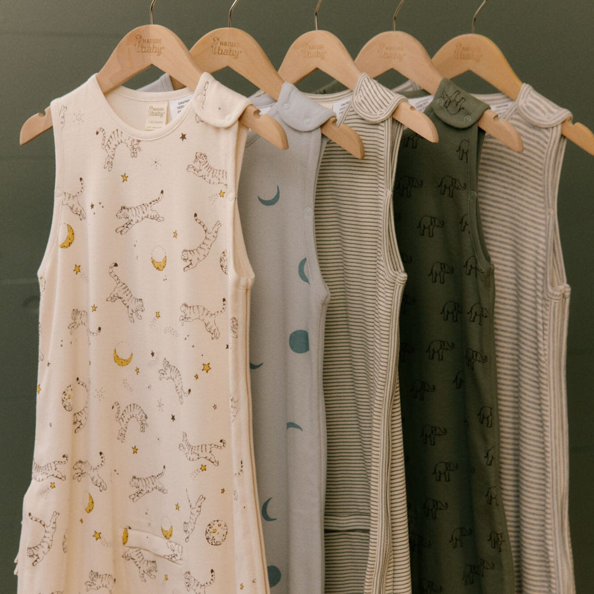 Organic Cotton Sleeping Bag - Elephant Sprout Print from Manymoons