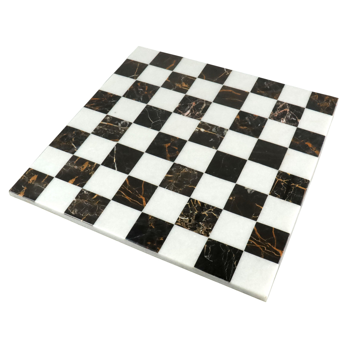 Borderless Marble Stone Luxury Chess Board 18''  -  Black and White Marble Stone From Royal Chess Mall