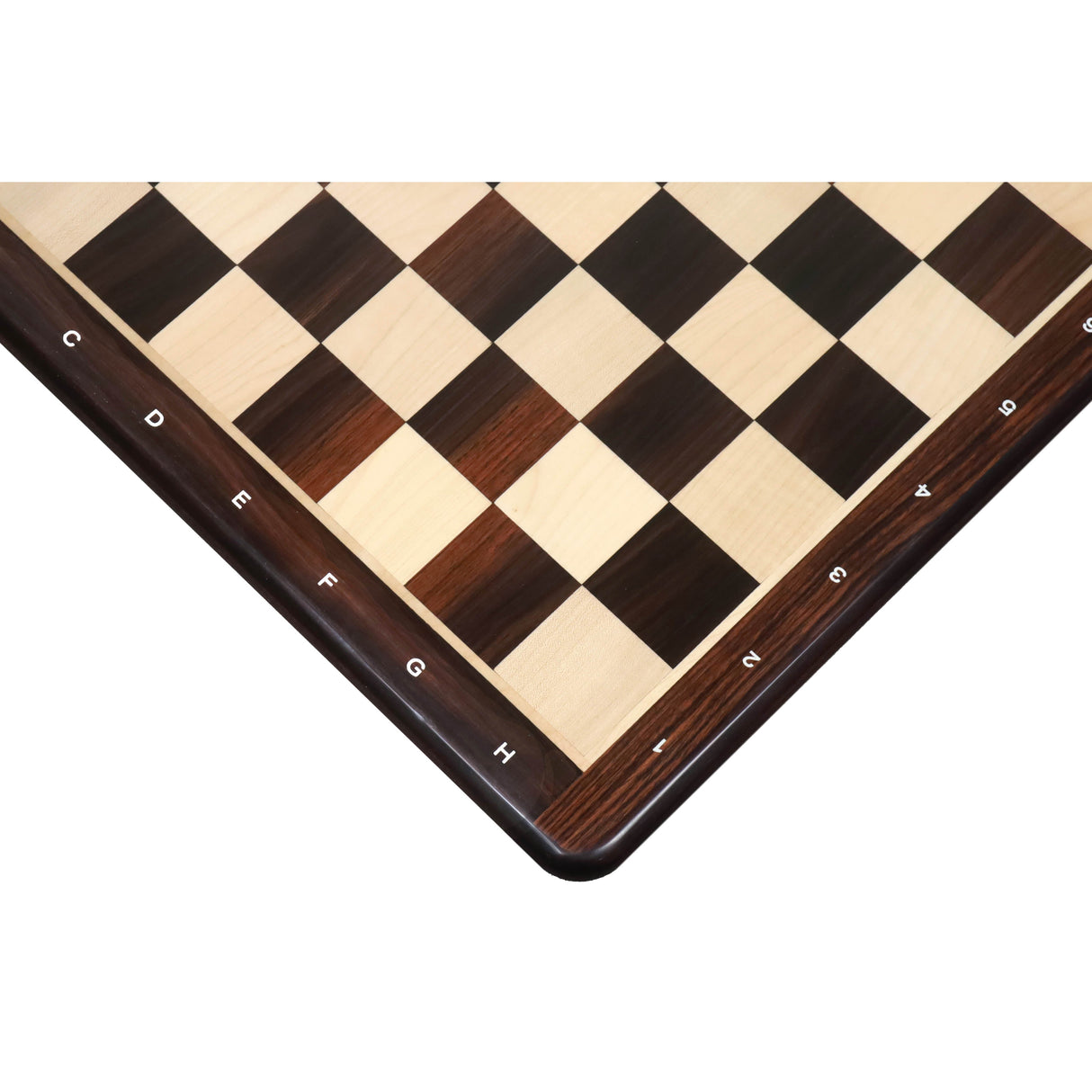 Flat 19" Chessboard in Rosewood & Maple Wood - 50 mm Square - Algebraic Notations From Royal Chess Mall