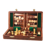 2 in 1 Magnetic Travel Chess & Backgammon set in Golden Rosewood - 10 inches from Royal Chess Mall