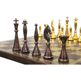 Brass Metal Modern Luxury Chess Pieces & Board Set 14" - Antique Copper & Gold From Royal Chess Mall