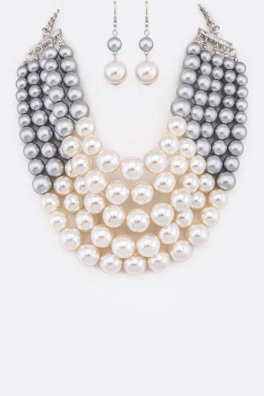 2 Tone Layered Pearls Strand Statement Necklace from My Pampered Life Seattle
