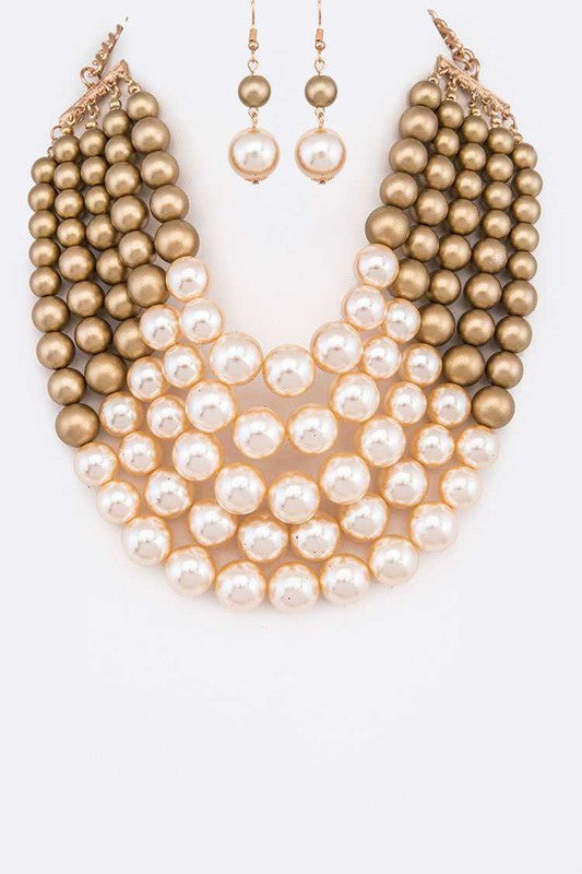 2 Tone Layered Pearls Strand Statement Necklace from My Pampered Life Seattle