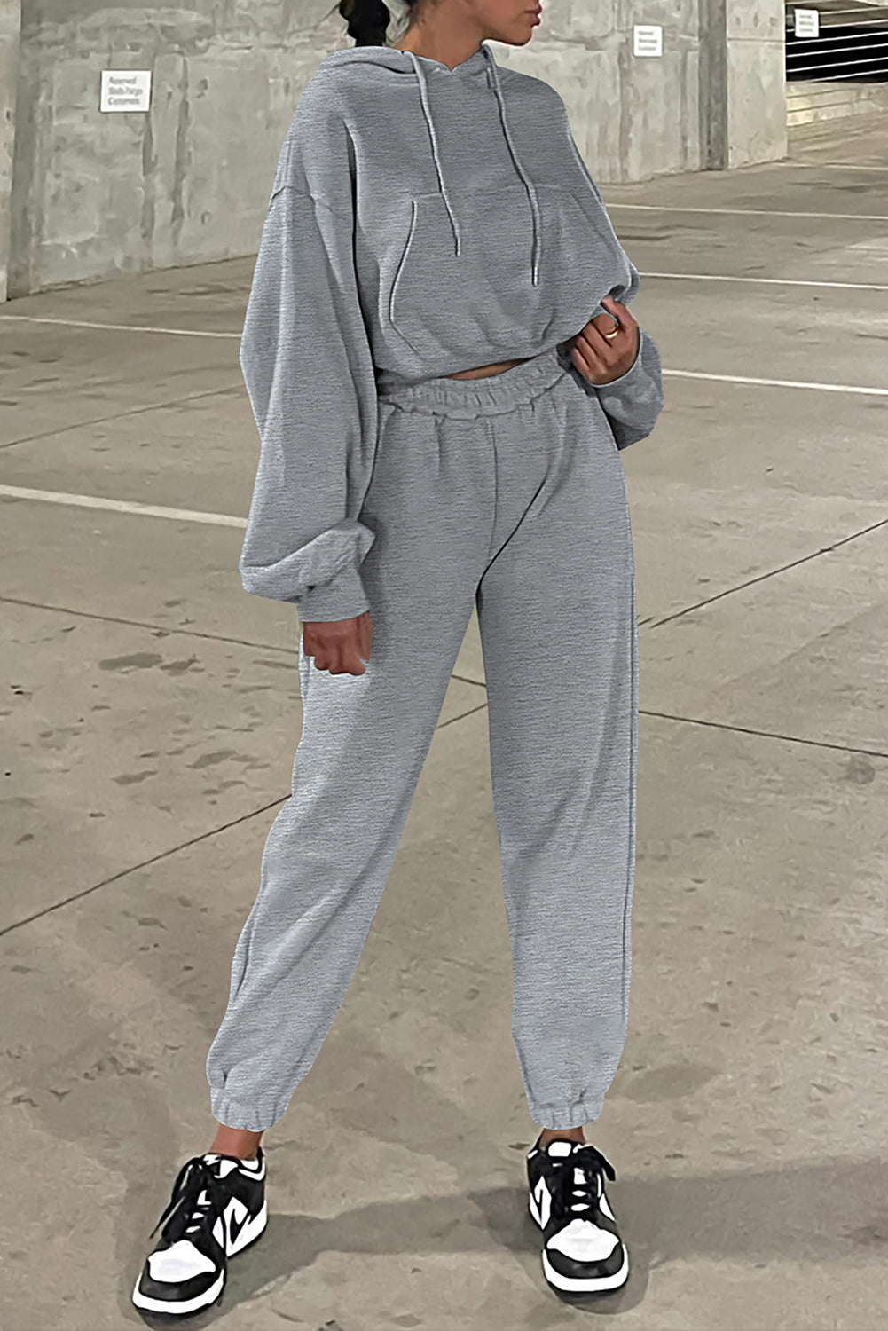 Black Flap Pocket Drawstring Hood Zip Up Jacket from MsDressly