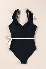 Jayla Ruffled Wrap V Neck Swimsuit from Threaded Pear