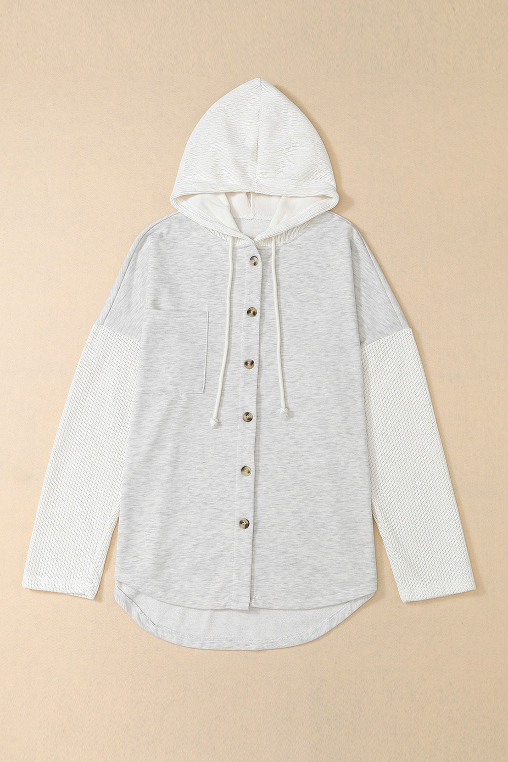 Berkley Button Up Knitted Sleeves Hooded Jacket from Threaded Pear