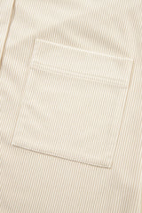 Beige Oversized Corduroy Contrast Hooded Shacket from MsDressly