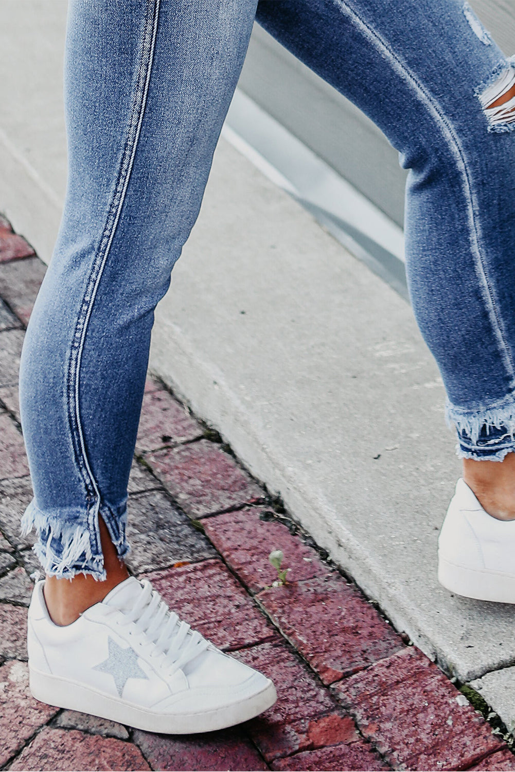 Macie Distressed Frayed Ankle Skinny Jeans From Threaded Pear