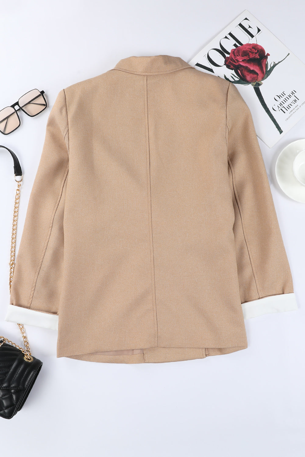 Apricot Buttoned Lapel Collar Blazer with Pocket from MsDressly