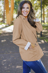 Apricot Buttoned Lapel Collar Blazer with Pocket from MsDressly