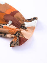 Abstract Leopard Print Puffy Sleeve Blouse from MsDressly
