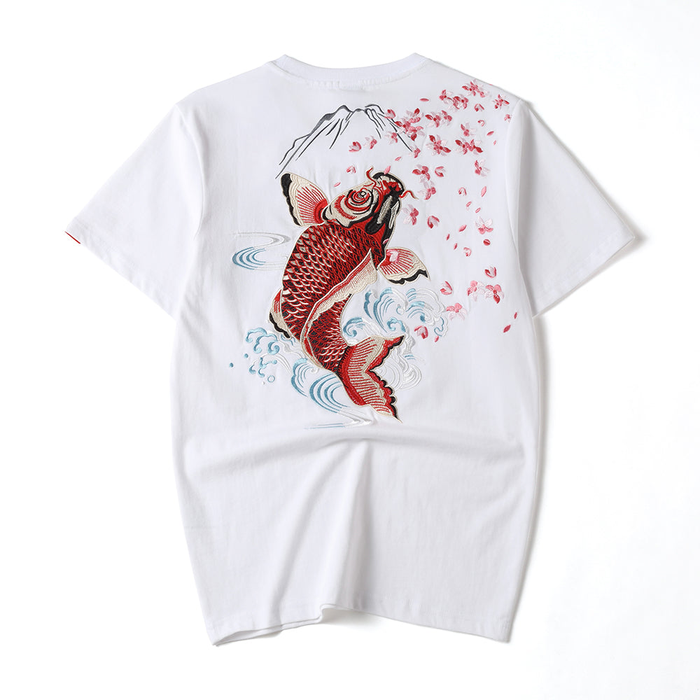 Dancing Fish Embroidery Tee from Niepce Inc