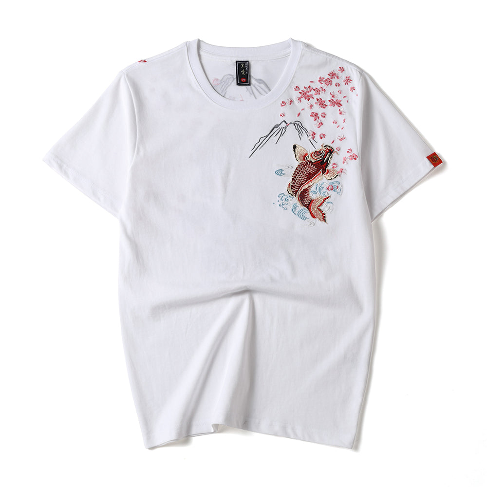 Dancing Fish Embroidery Tee from Niepce Inc