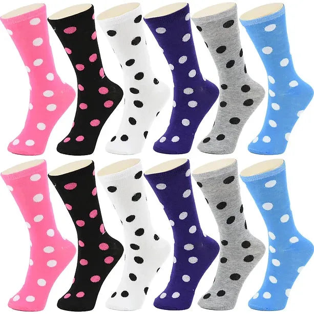 30-Pairs Women's Fun Patterned Cotton-Blend Crew Socks Assorted Pairs from PremiumBrandGoods