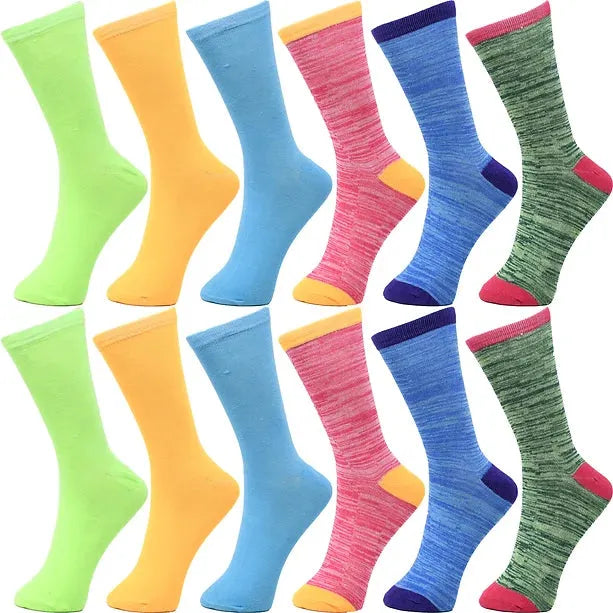 30-Pairs Women's Fun Patterned Cotton-Blend Crew Socks Assorted Pairs from PremiumBrandGoods