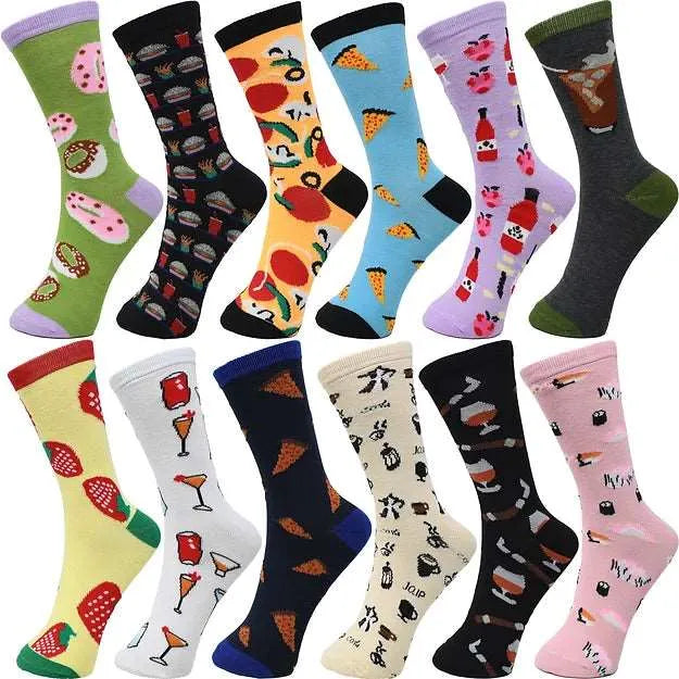 30-Pairs Women's Fun Patterned Cotton-Blend Crew Socks Assorted Pairs from PremiumBrandGoods