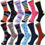 30-Pairs Women's Fun Patterned Cotton-Blend Crew Socks Assorted Pairs from PremiumBrandGoods