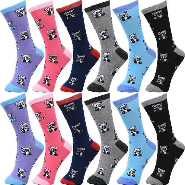 30-Pairs Women's Fun Patterned Cotton-Blend Crew Socks Assorted Pairs from PremiumBrandGoods