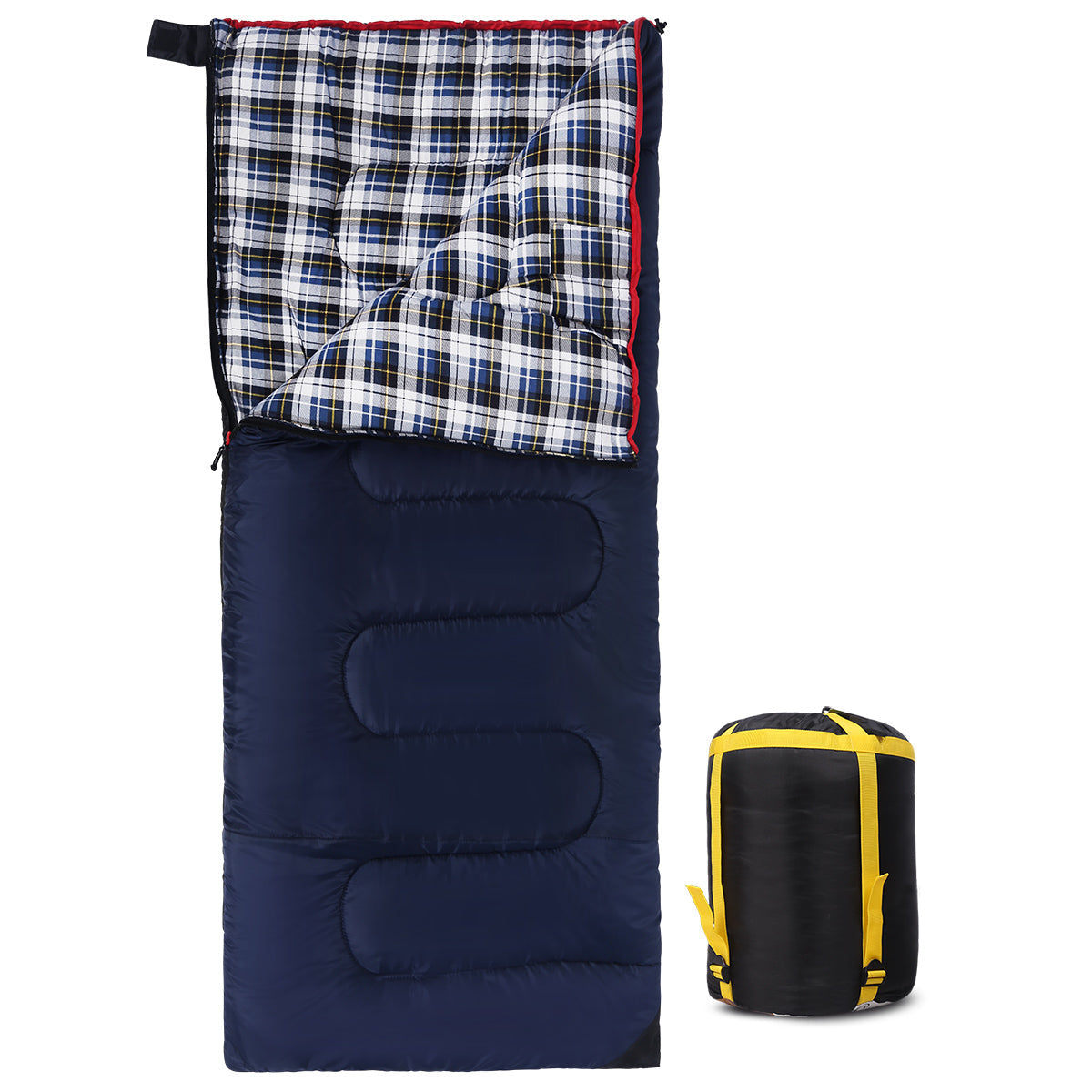 Camping Sleeping Bag for Adult with Cotton Flannel Liner,Red Blue From Redcamp