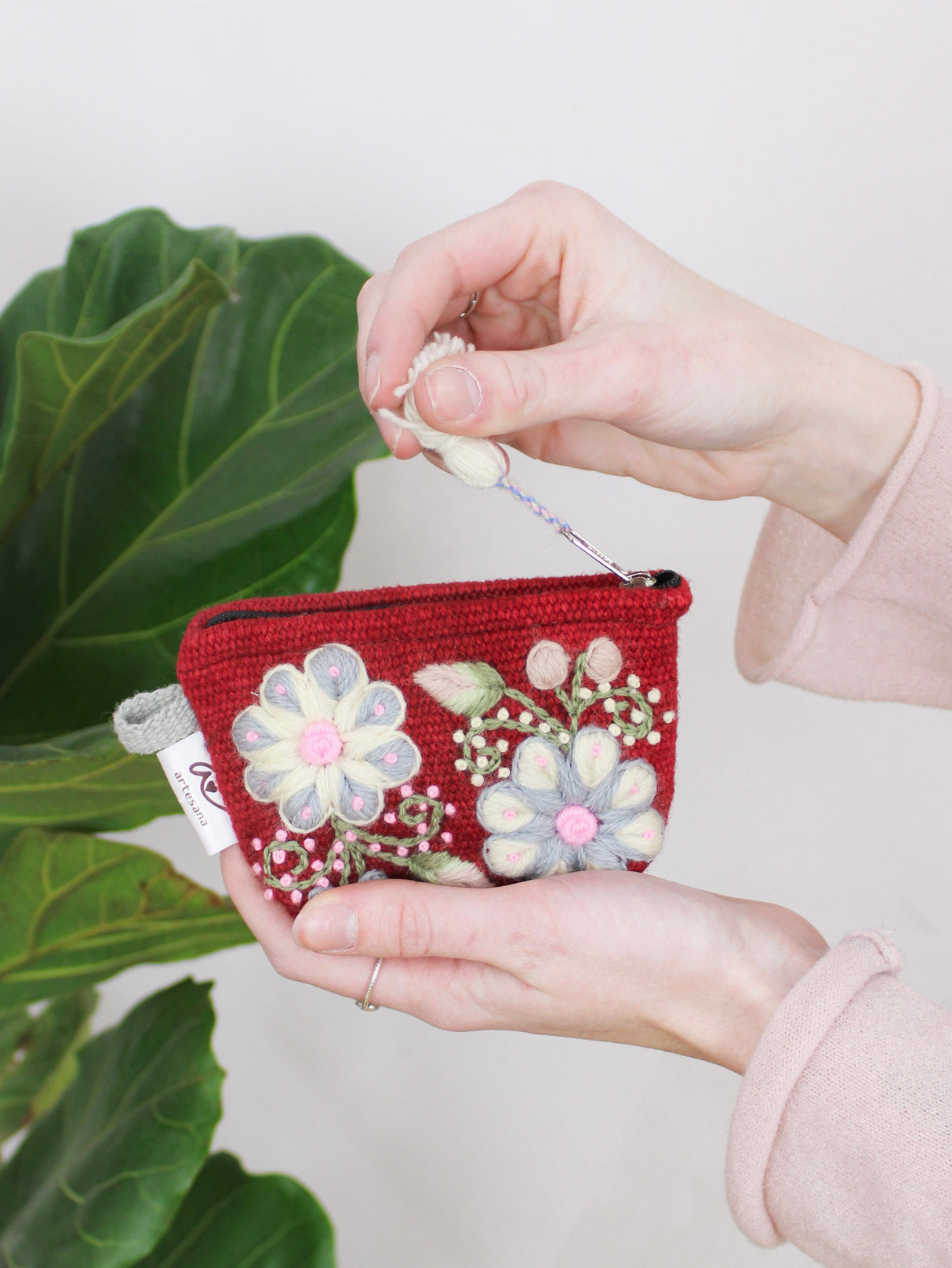 Sunset Floral Embroidered Coin Purse from Ash & Rose
