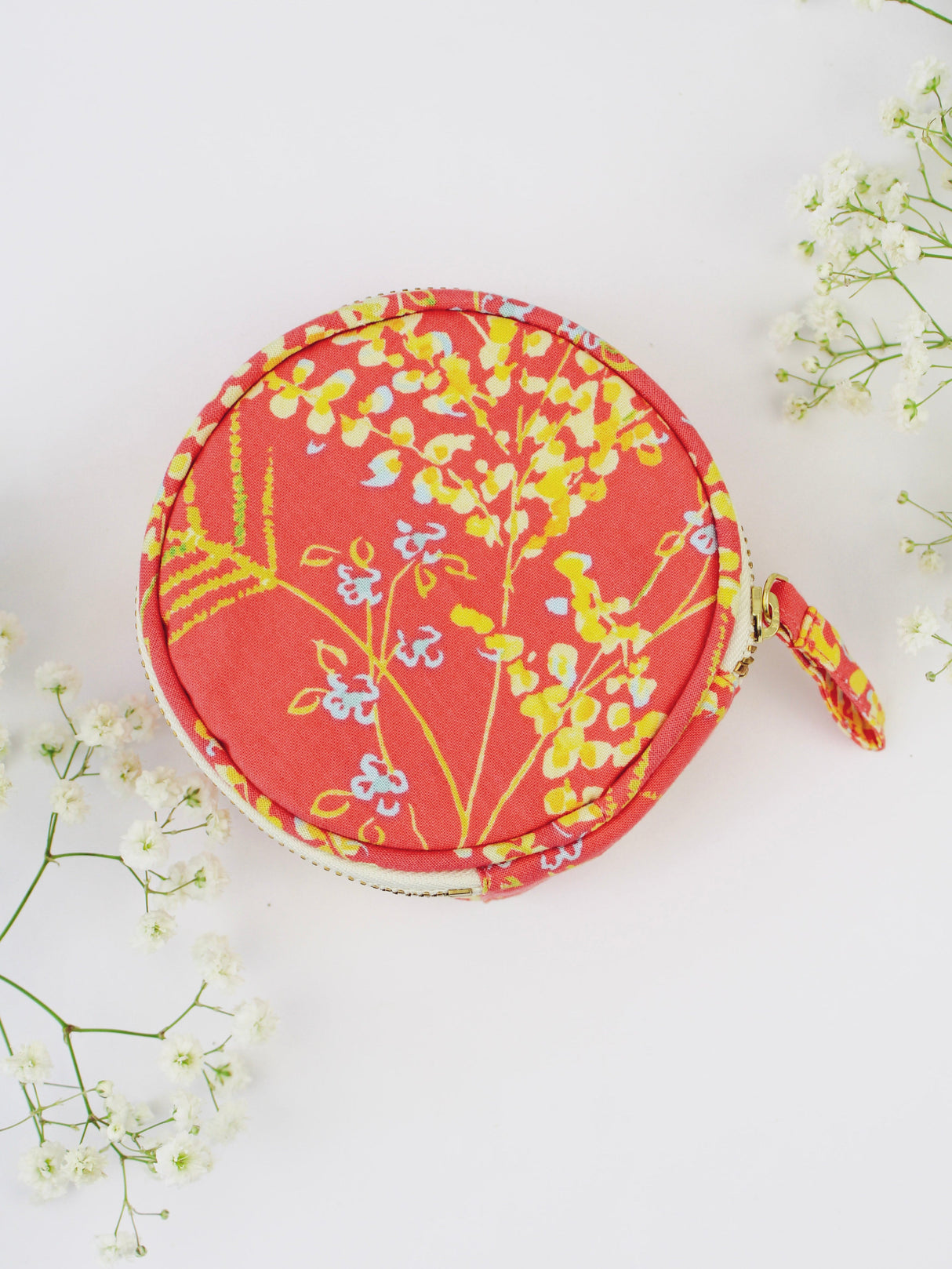 Coral Meadow Flowers Jewelry Pouch from Ash & Rose
