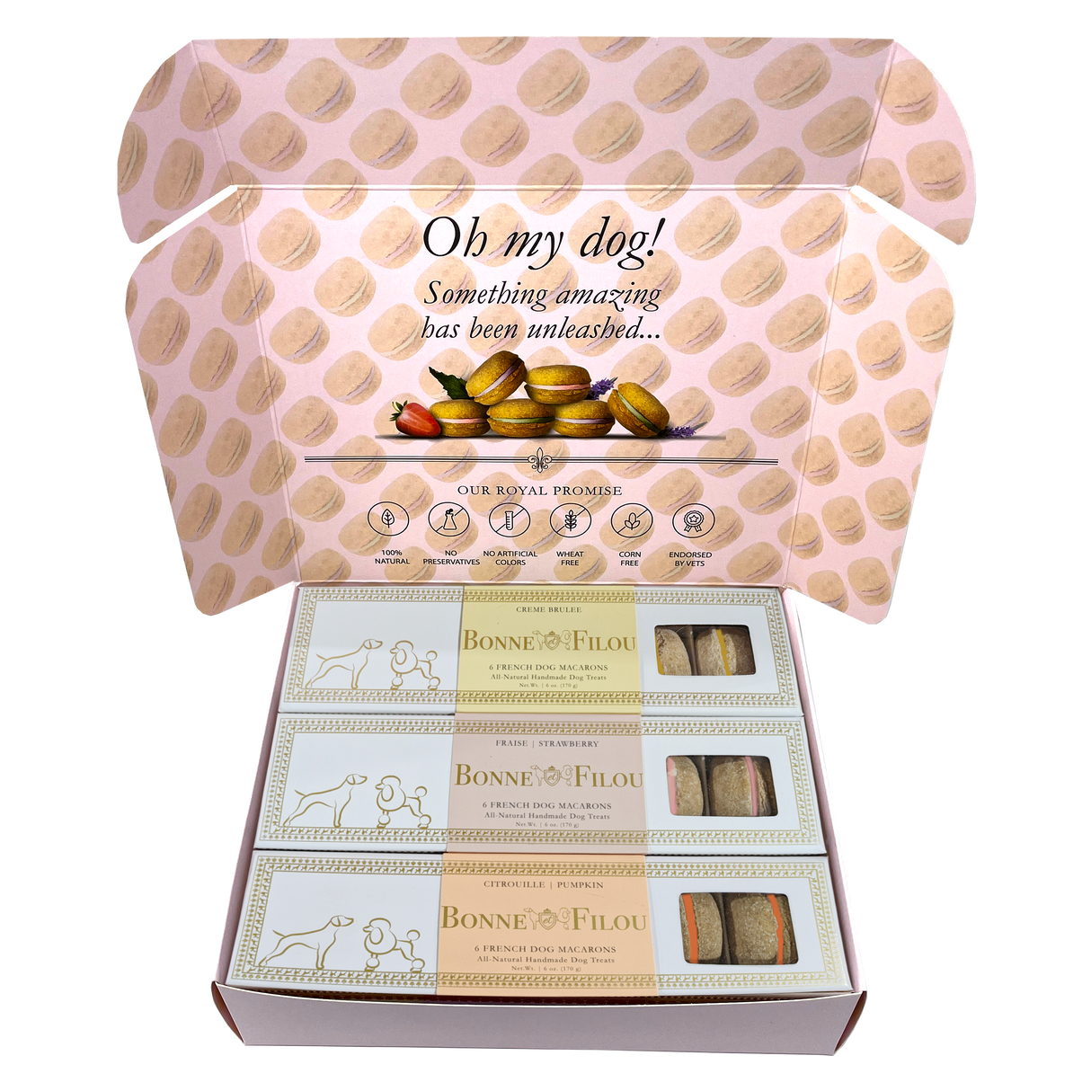 Dog Macaron Combo Gift Box (18 French Dog Macarons) from Bonne et Filou