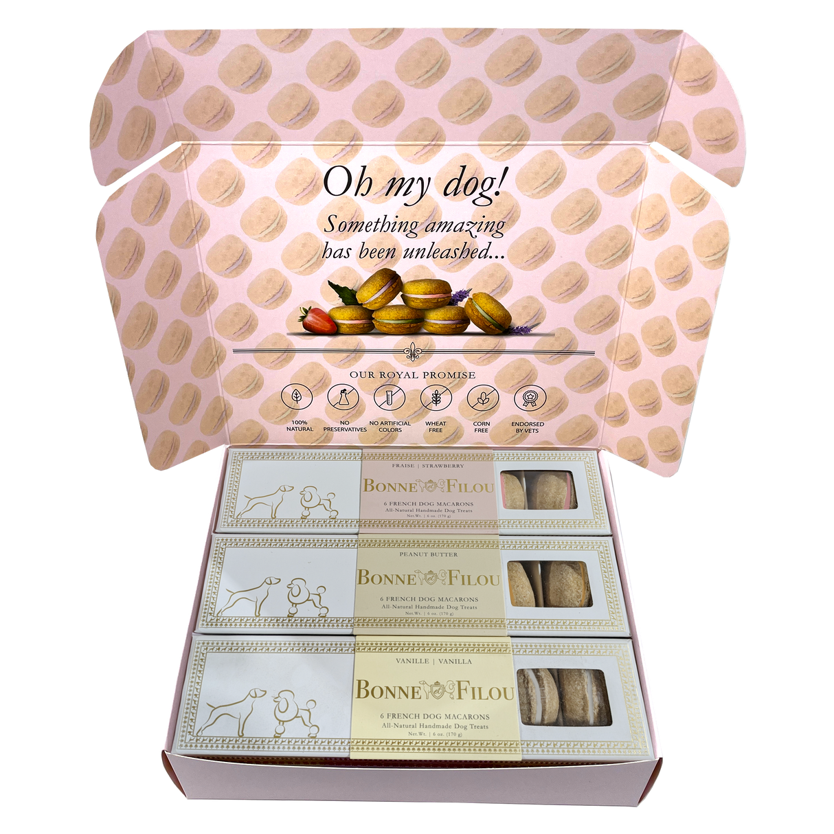 Dog Macaron Combo Gift Box (18 French Dog Macarons) from Bonne et Filou
