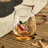 Crystal Christmas Santa's Sleigh Wine & Water Glasses - Set of 2, 17.5oz - Xmas Diamond Merry Christmas Santa Holiday Festive Theme Stemless Glass - New Year Holiday Gifts for Men Women Friend Family from The Wine Savant