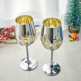 Crystal Christmas Tree Stemmed Wine & Water Glasses - Set of 2 - Holiday Themed Vibrant Gold Etched Winter Snow Wonderland Frosted Glass, Perfect For Seasonal Parties, Gifts for Him & Her Trees Décor from The Wine Savant