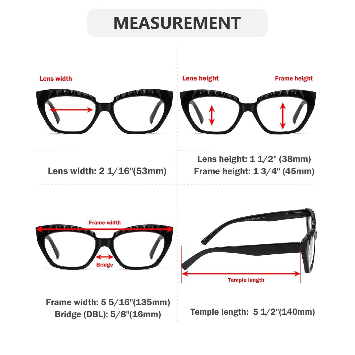 Cat-eye Stylish Reading Glasses with Spring Hinges R2133 (10 Pack) From eyekeeper