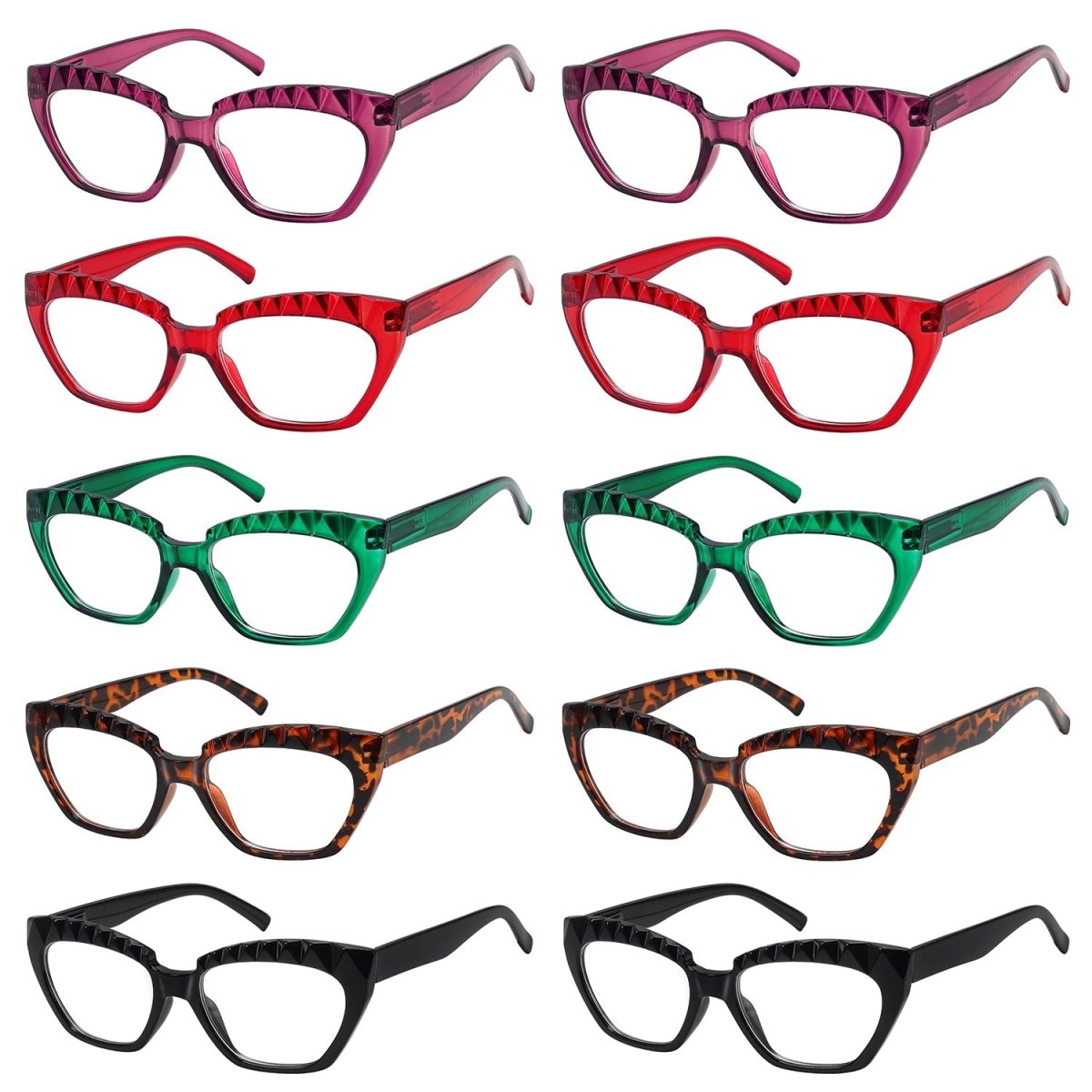 Cat-eye Stylish Reading Glasses with Spring Hinges R2133 (10 Pack) From eyekeeper