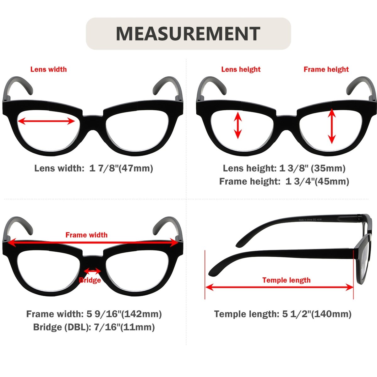 Half Moon Reading glasses Stylish Readers R2102 (10 Pack) From eyekeeper
