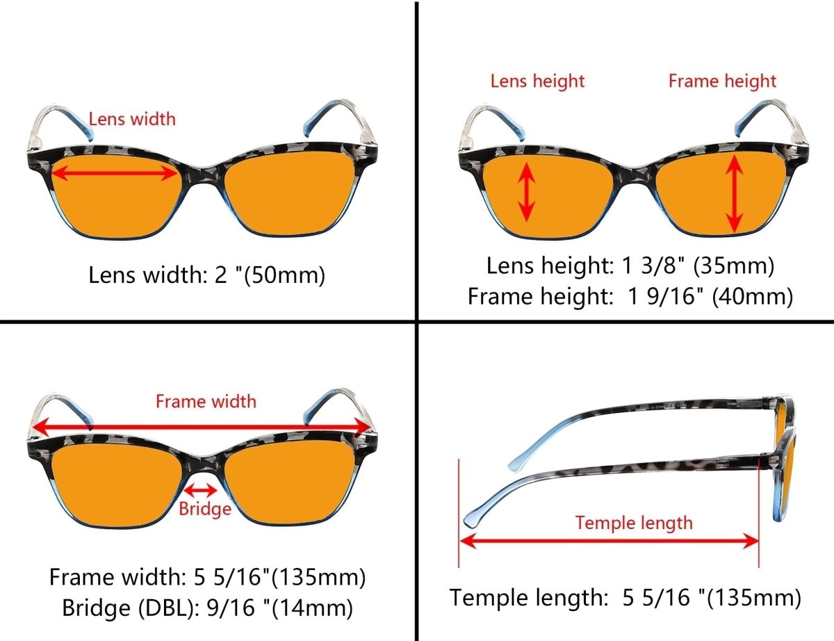 Orange Lens Cat Eye Blue Light Blocking Reading Glasses DS9111 (10 Pack) From eyekeeper