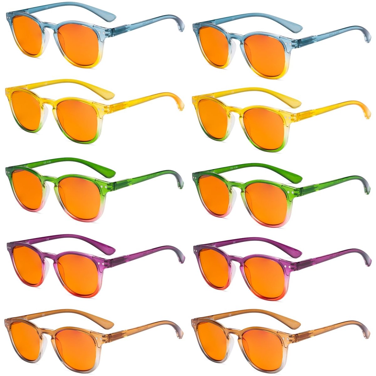 Orange Tinted Blue Light Blocking Reading Glasses Computer Readers DS144 (10 Pack) From eyekeeper