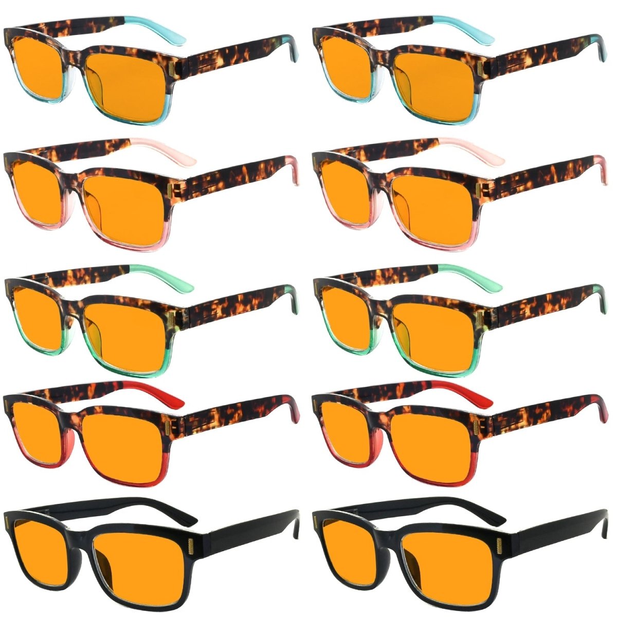 Orange Tinted Stylish Blue Light Blocking Reading Glasses DSRT1802 (10 Pack) From eyekeeper