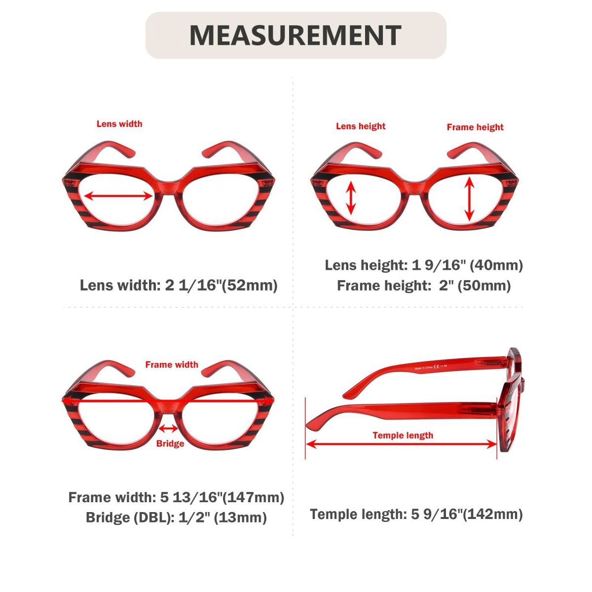 Oversized Cat Eye Reading Glasses Funky Readers R2135 (10 Pack) From eyekeeper