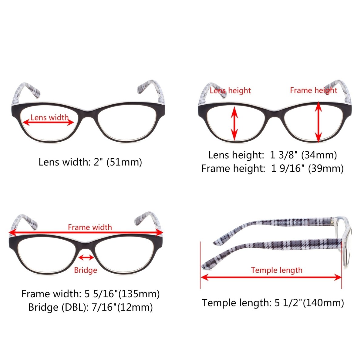 Cat-eye Patterned Design Reading Glasses R074S (10 Pack) From eyekeeper