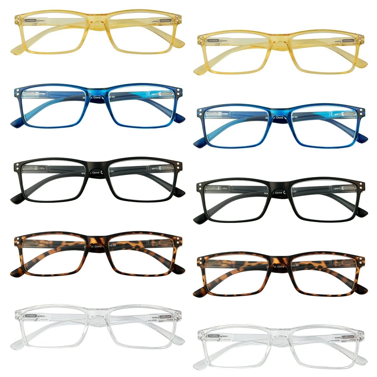 Retro Spring Hinges Reading Glasses Classic Readers R802 (10 Pack) From eyekeeper