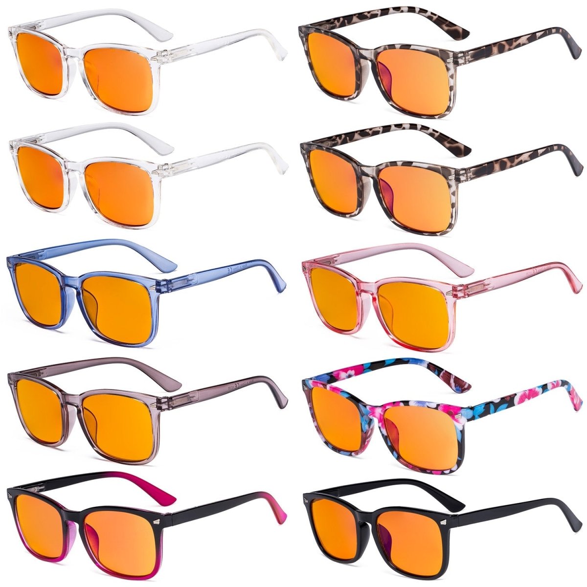Square Blue Light Blocking Reading Glasses Ladies Computer Readers DSRT1801 (10 Pack) From eyekeeper