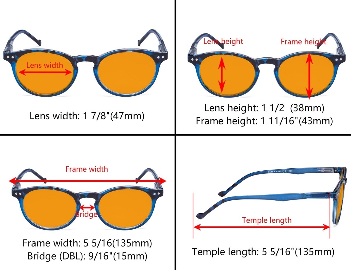 Stylish Lightweight Oval Blue Light Blocking Reading Glasses DS071F (10 Pack) From eyekeeper