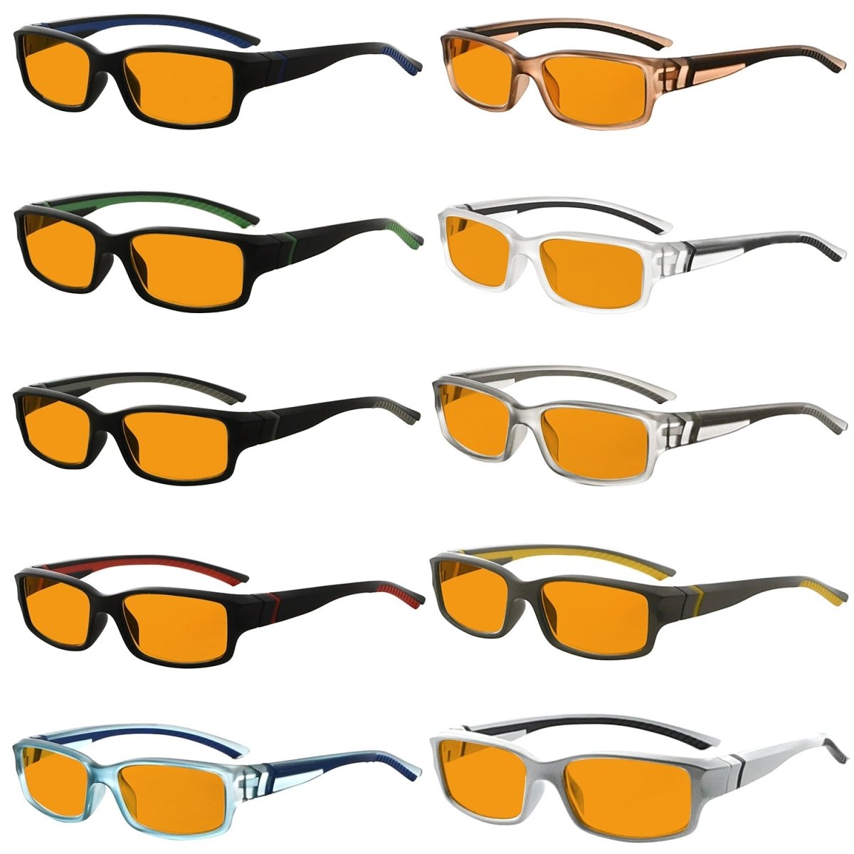 TR90 Orange Tinted Blue Light Blocking Reading Glasses Computer Readers DSXM01 (10 Pack) From eyekeeper