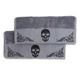 Gothic Skull Embroidery Hand Towel Set From Zapps Clothing