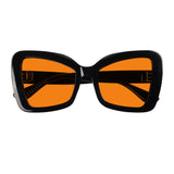 Blue Blocking Glasses Cat-eye Orange Lens Metalless Screwless R2315-B98 (100%) from eyekeeper