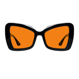 Blue Blocking Glasses Cat-eye Orange Lens Metalless Screwless R2315-B98 (100%) from eyekeeper