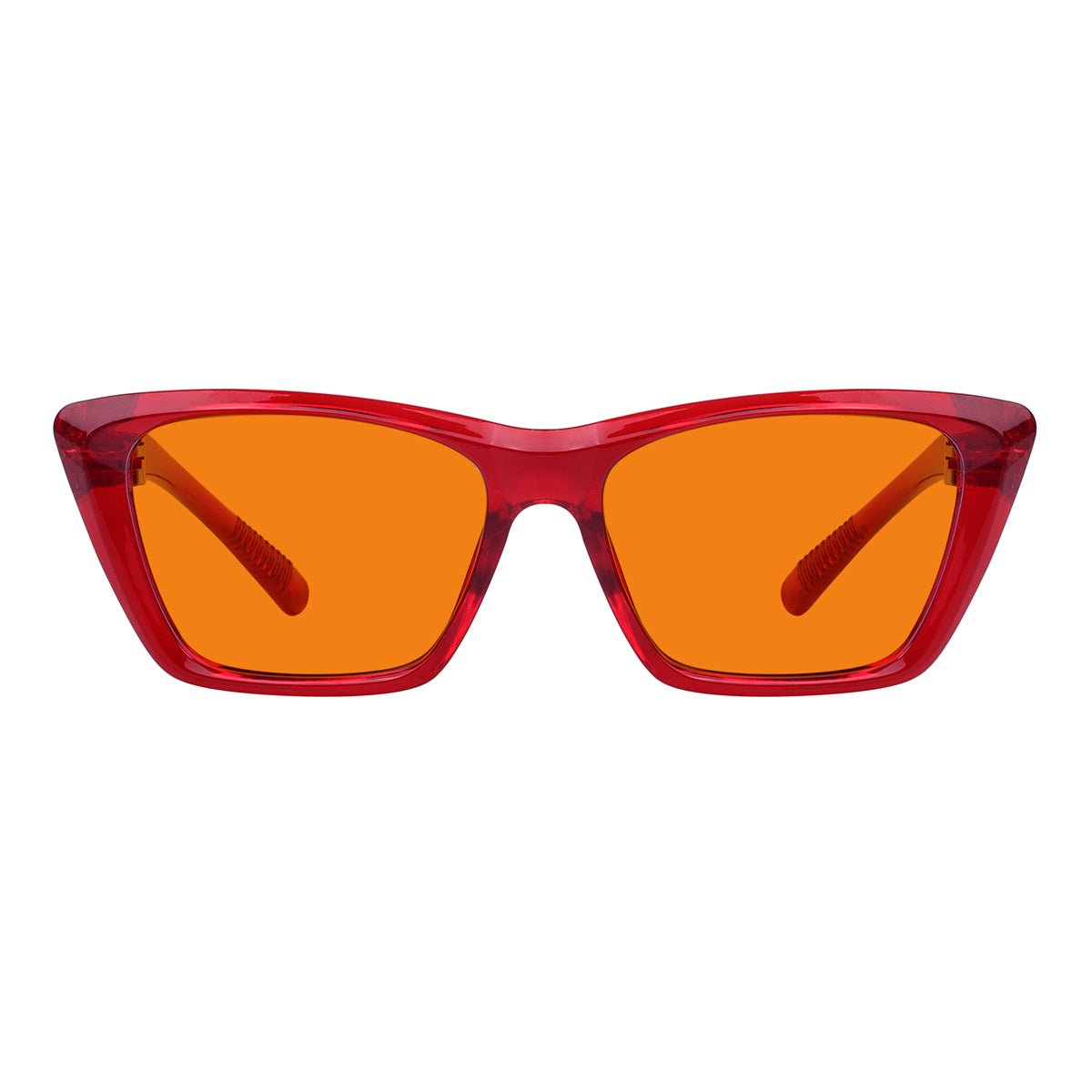 Blue Blocking Glasses Orange Lens Cat-eye Metalless Screwless R2514-B98 (100%) from eyekeeper