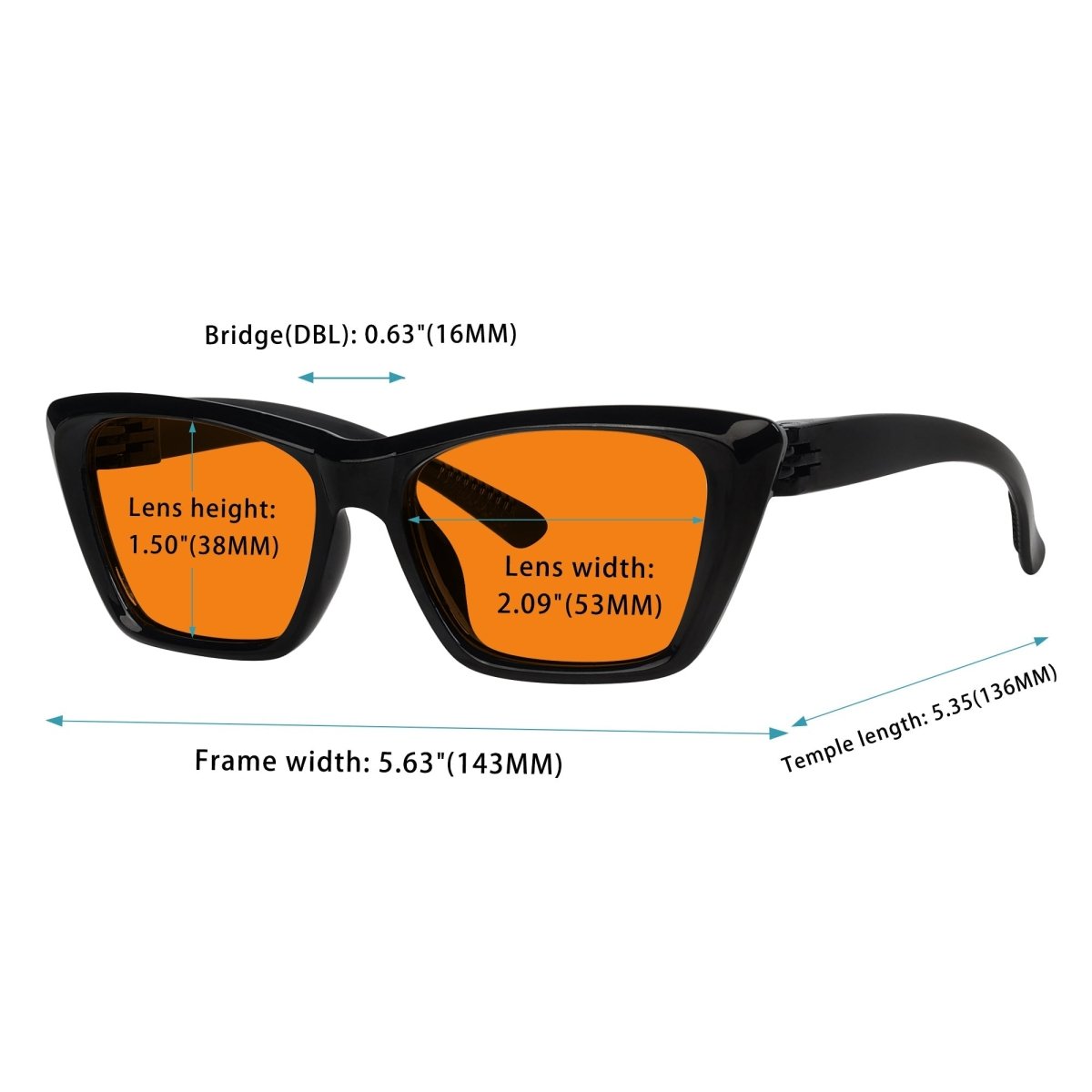 Blue Blocking Glasses Orange Lens Cat-eye Metalless Screwless R2514-B98 (100%) from eyekeeper