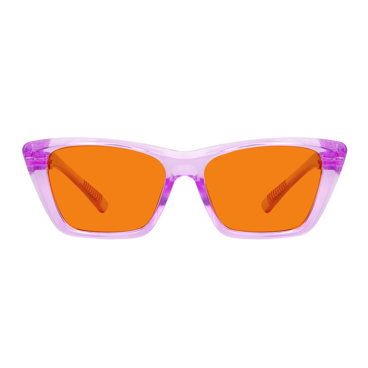 Blue Blocking Glasses Orange Lens Cat-eye Metalless Screwless R2514-B98 (100%) from eyekeeper